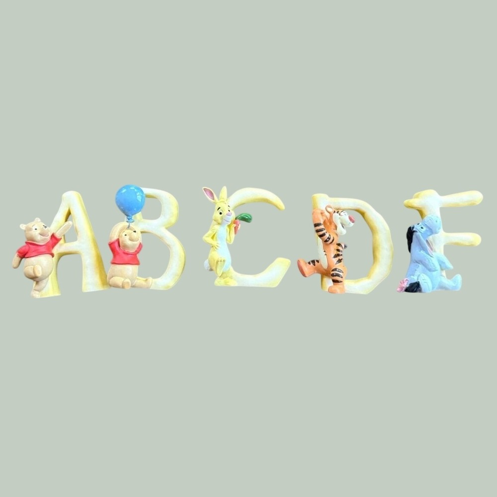 Enesco Disney Pooh Friends Alphabet Letter Figurines Set 5 - A B C D F NIB